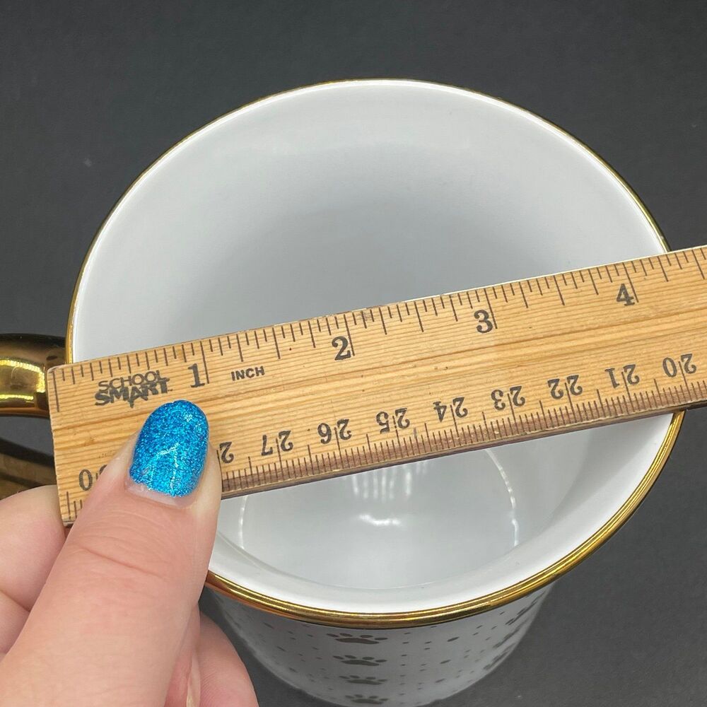10 Strawberry Street Oversized Coffee Mug Gold Accent Pawprints Rim & Handle - Picture 8 of 8